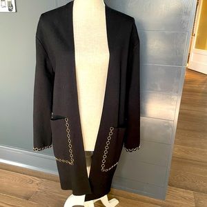 Zara knit Chain link sweater black & Gold sz Sm